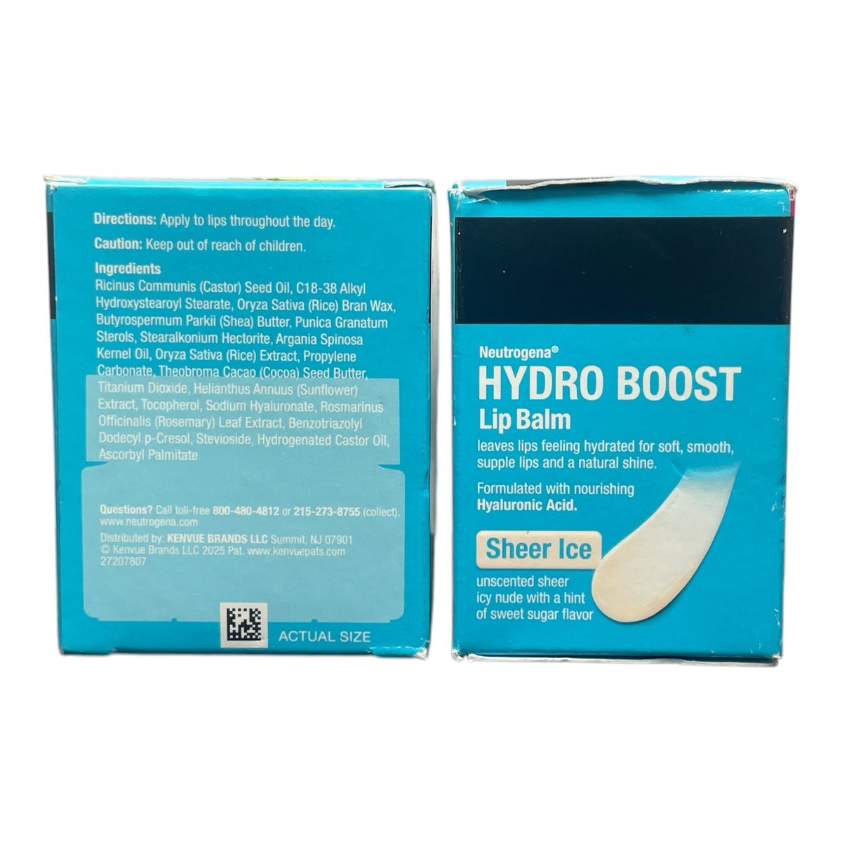 Neutrogena Hydro Boost Hyaluronic Acid Lip Balm Sheer Ice Fragrance-Free 0.5oz Lot of 2