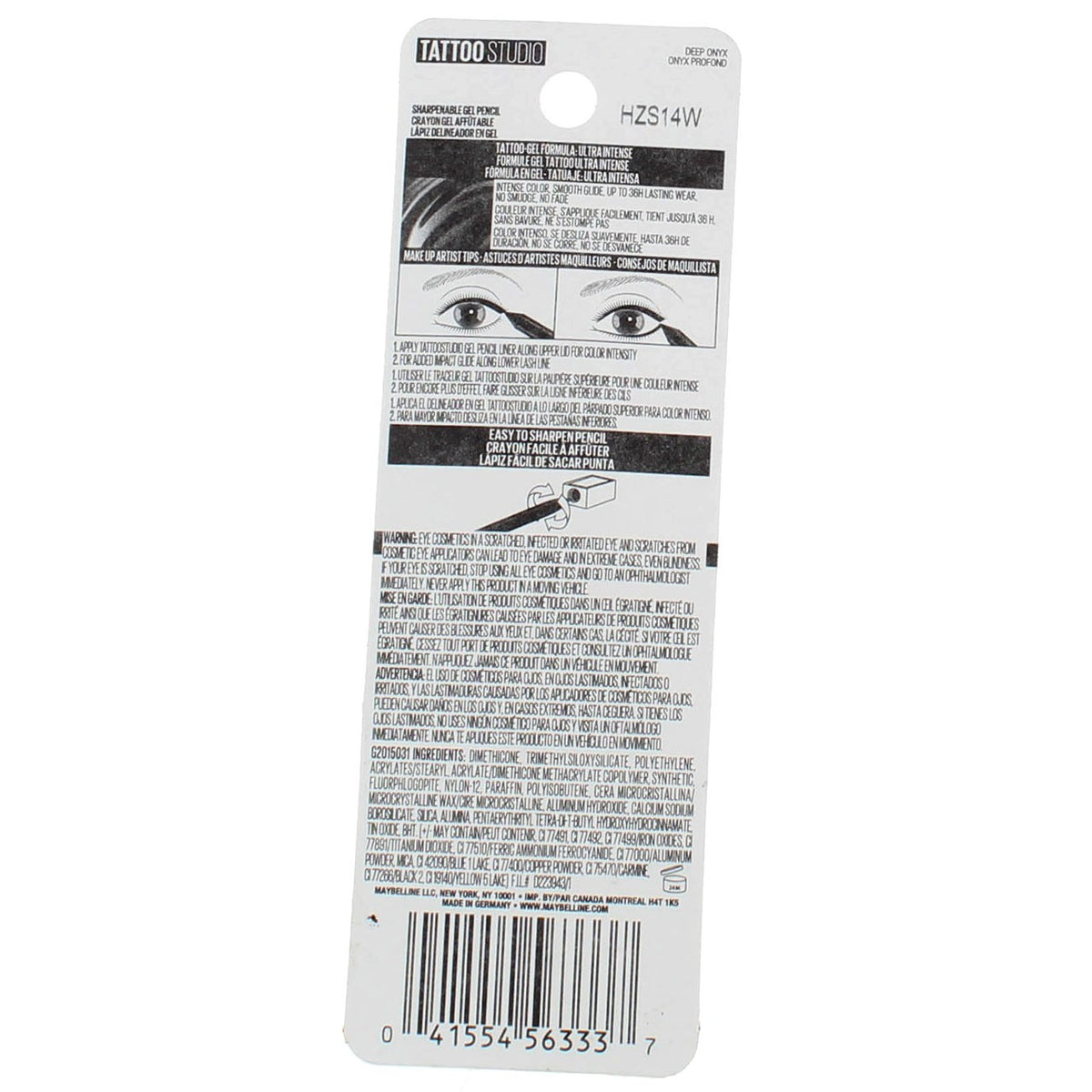 Waterproof Eyeliner Pencil - Deep Onyx, Long-Lasting, Smudge-Proof, 0.04 oz