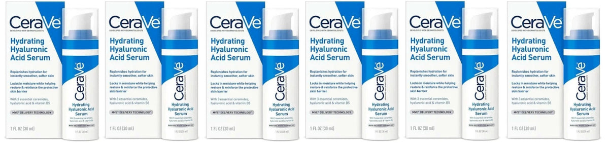 CeraVe Hydrating Hyaluronic Acid Serum - 1 oz Pack of 6 for Moisturizing Skin