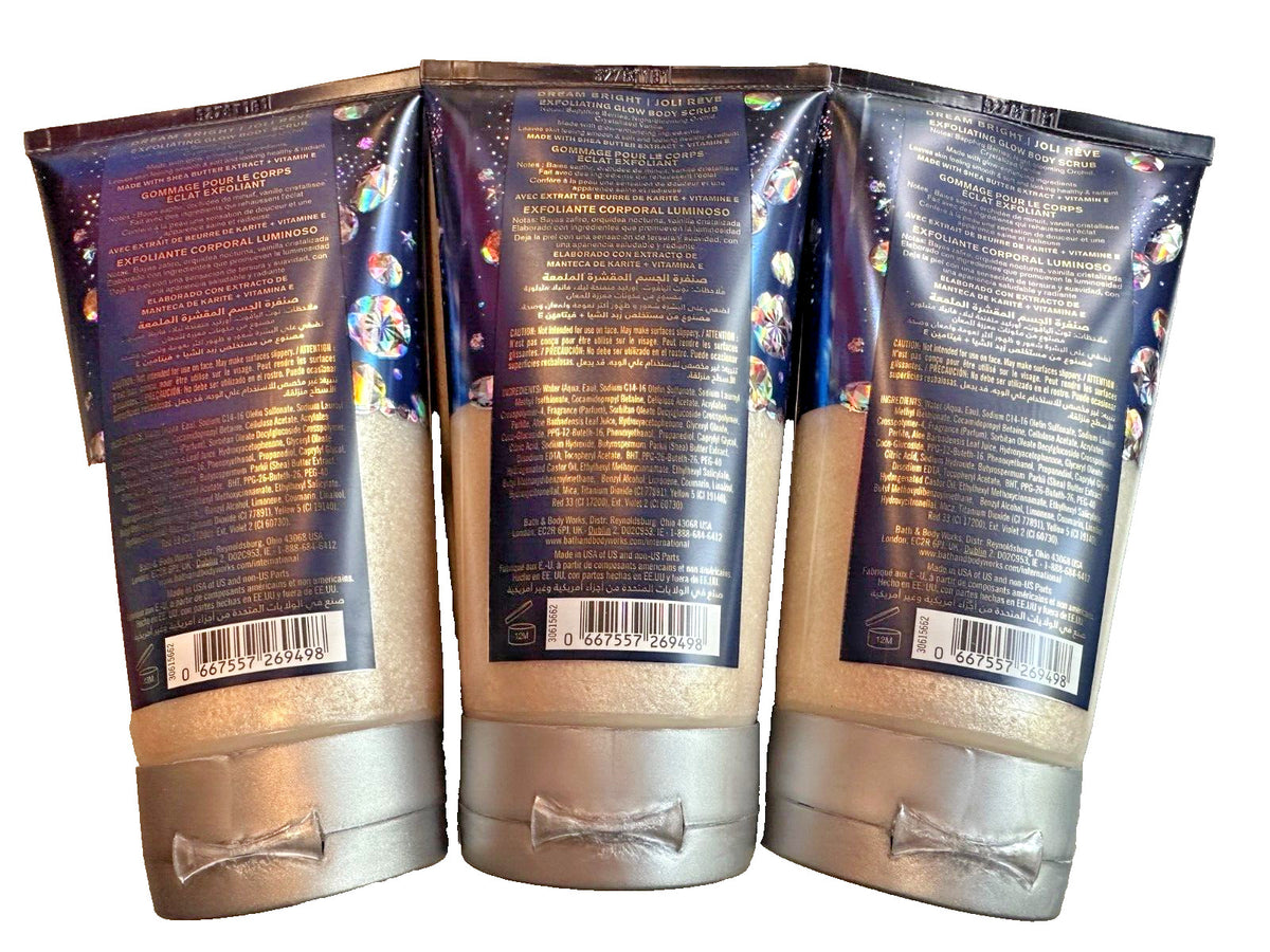 NEW Bath & Body Works Lot 3 Tubes Dream Bright Exfoliating Glow Scrub