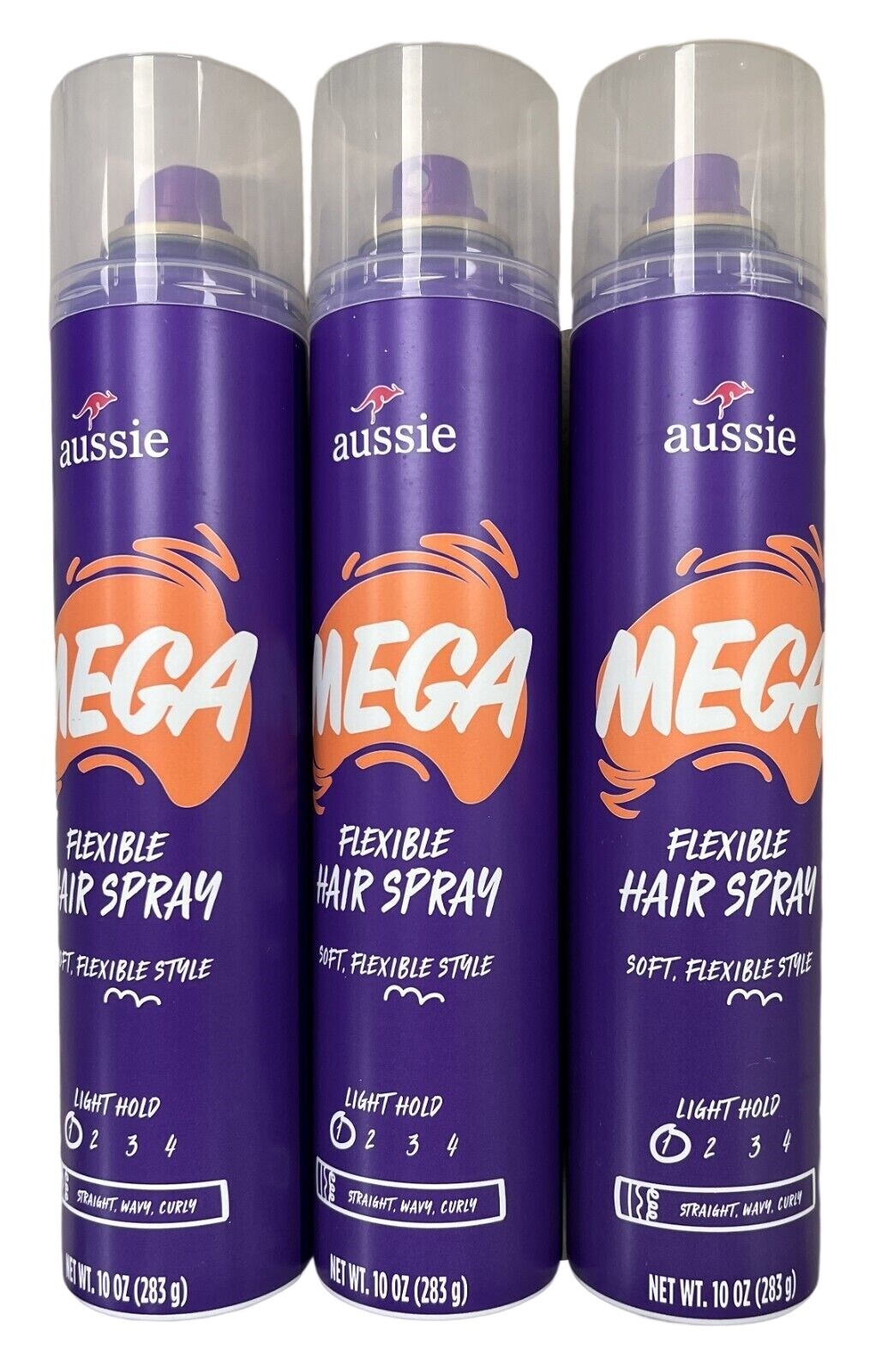 Aussie Mega Flexible Hold Hairspray 10oz Pack of 3 - Orange