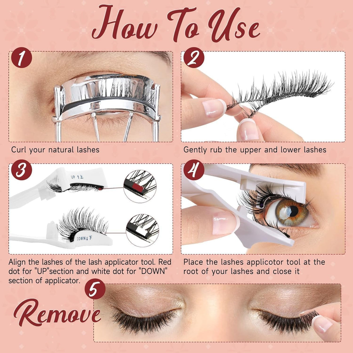 Magnetic Eyelashes Kit with Applicator - Reusable False Lashes, Natural Look