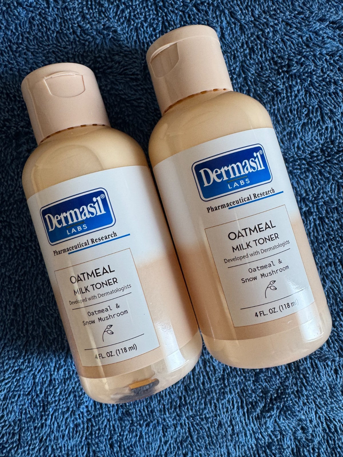 Hydrating Oatmeal & Snow Mushroom Toner - Set of 2, 4 fl oz Each, Gentle Skincare