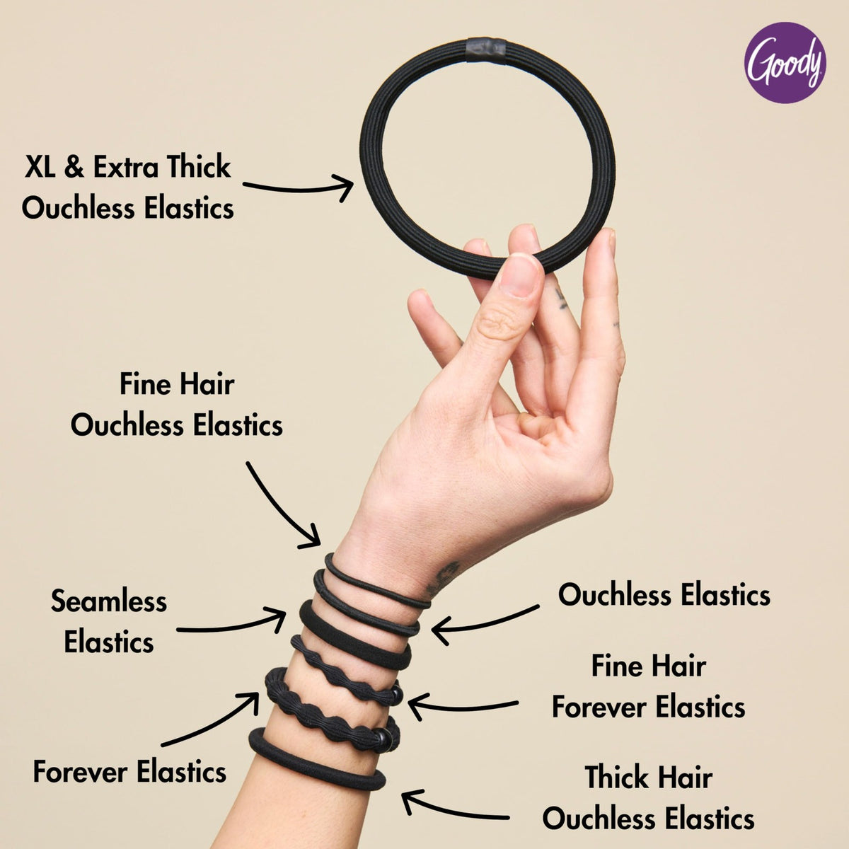 Goody Ouchless Forever Fine Hair Elastics - 10 Count (Pack of 1),