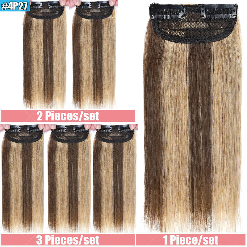 Clip-In Hair Extensions Remy Human Hair Topper - Multiple Colors & Lengths