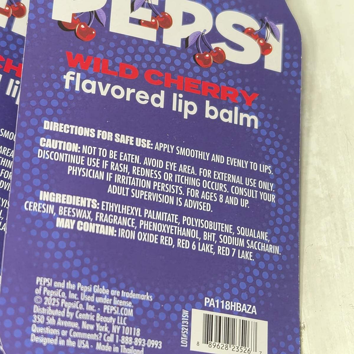 Pepsi Can Lip Balm Wild Cherry Flavor Set of 2 - Novelty Lip Care