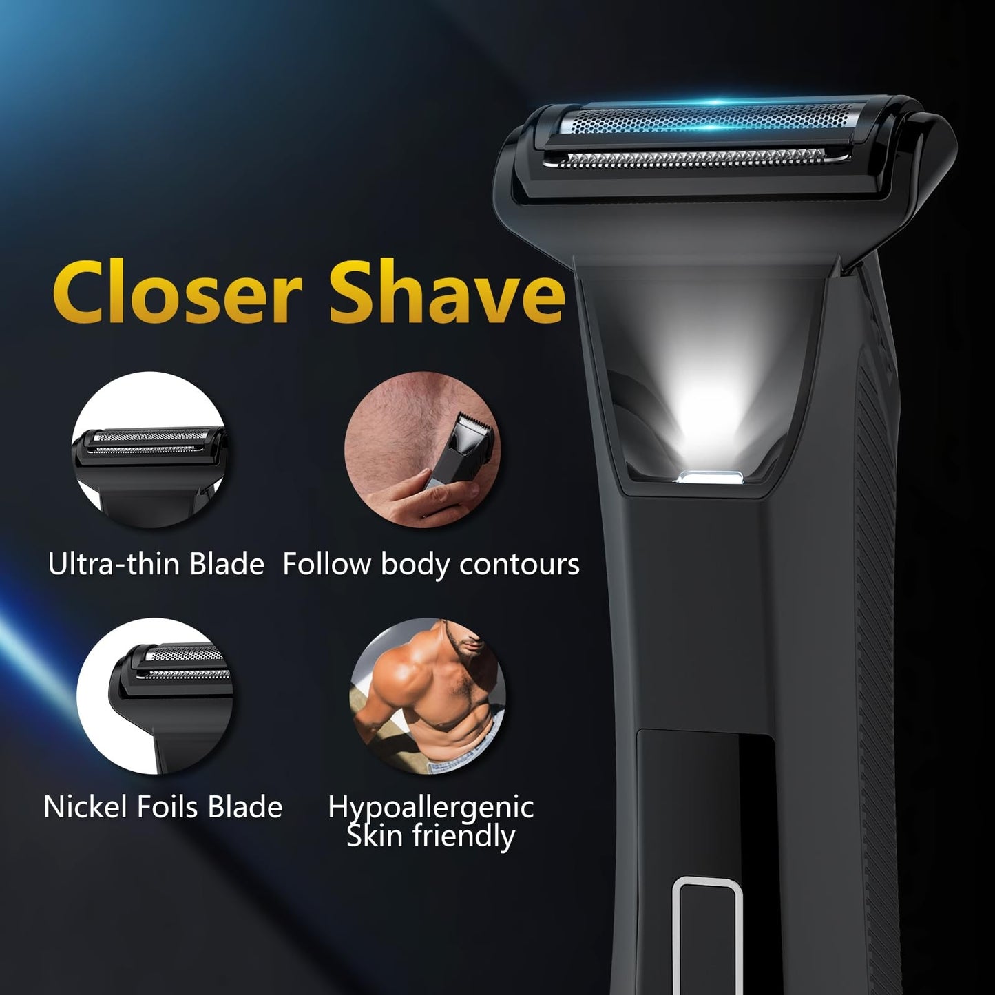 Men's 3-in-1 Body Grooming Trimmer - Waterproof, Rechargeable, Sensitive Area Shaver