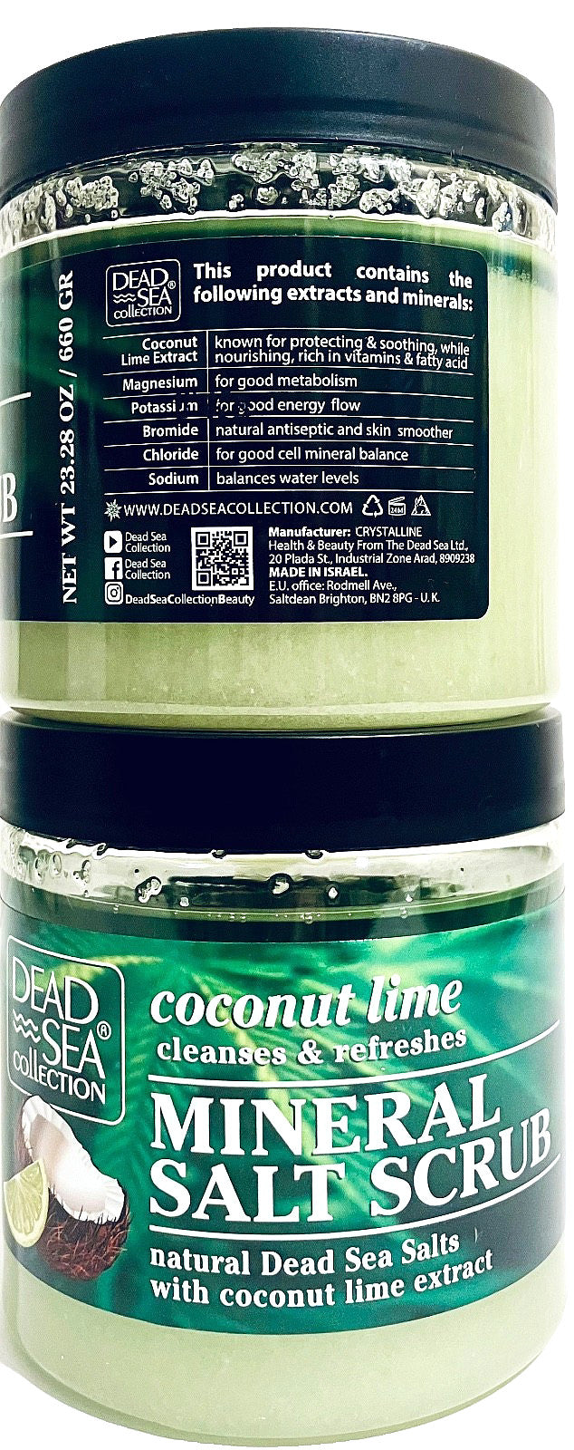 2 Dead Sea Collection Coconut Lime Mineral Salt Scrub Cleanse &