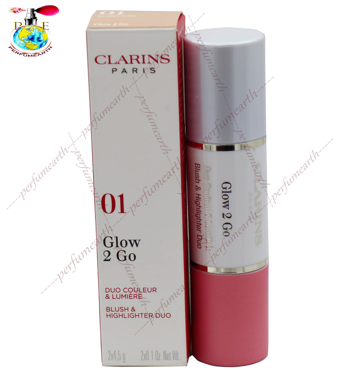 Clarins Glow 2 Go Blush & Highlighter Duo #01 Glowy Pink - Instant Radiance Stick