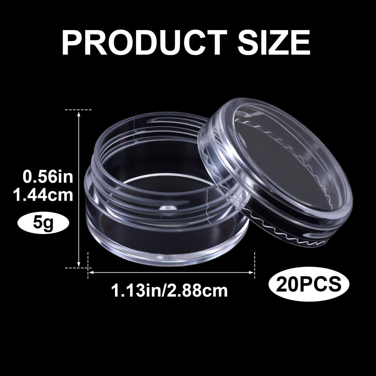20 Pack 5g Clear Plastic Lip Balm Containers with Sealing Lids for Cosmetics and Makeup