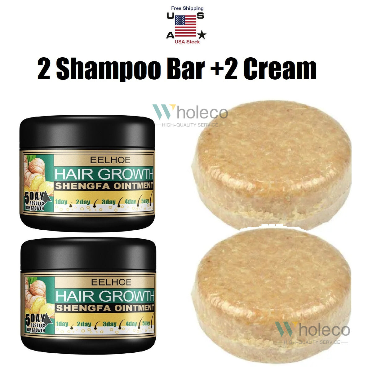 Organic Ginger Hair Regrowth Shampoo Bar & Hair Growth Cream Set - Natural & Nourishing