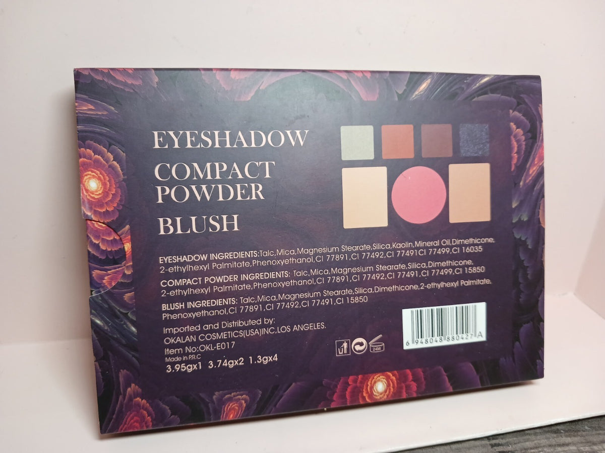 Okalan Makeup Set with Eyeshadow, Blush & Powder - 4 Color Palette