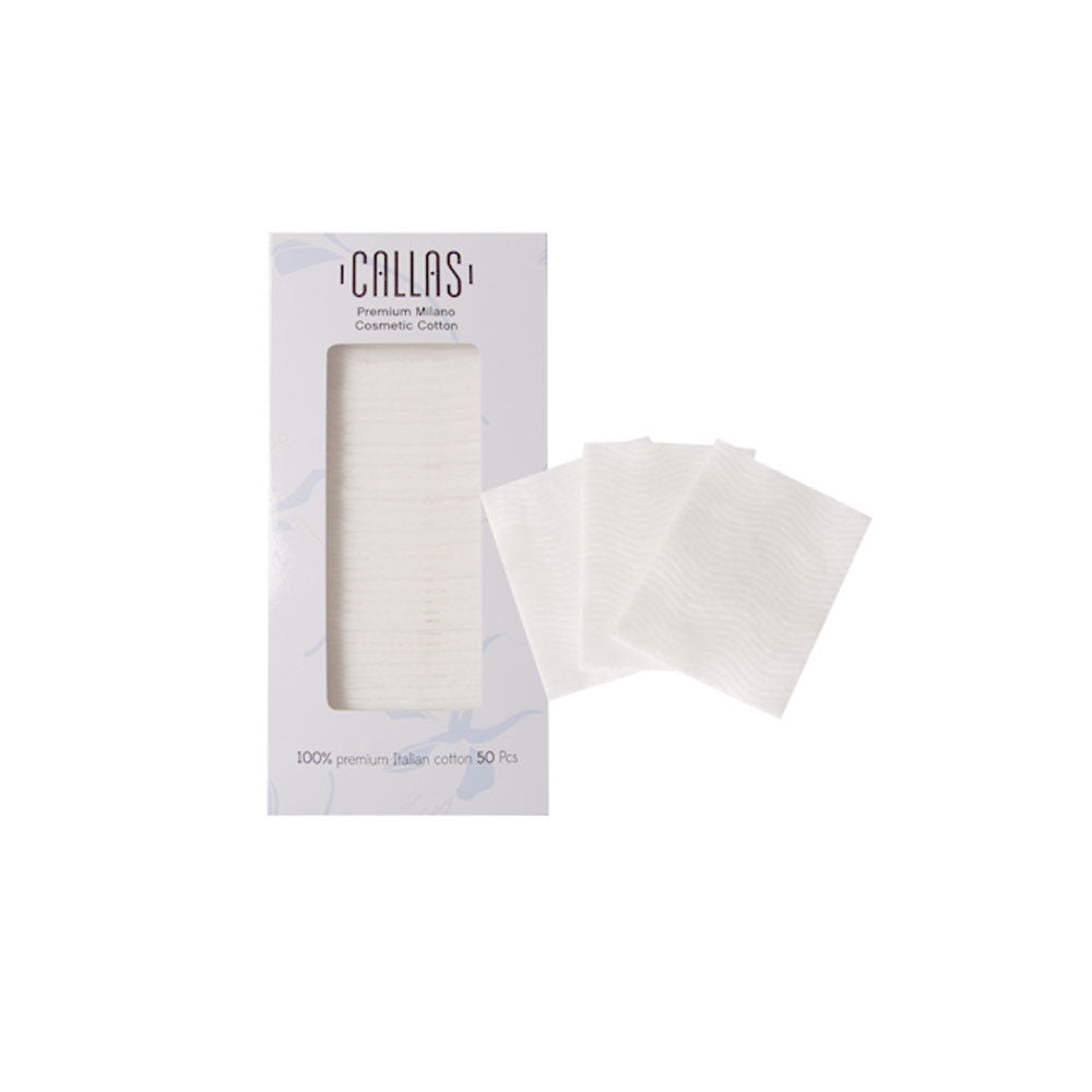 Callas Premium Milano Cosmetic Cotton 50pcs – 6x7 cm, Lint-free Makeup Remover Wipes