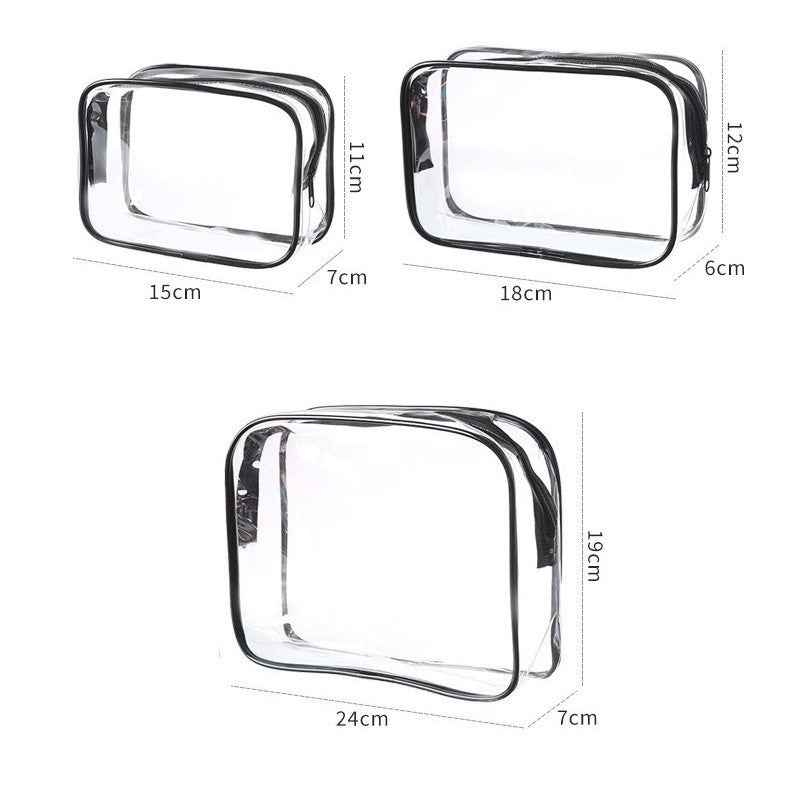 Clear Waterproof Makeup & Toiletry Bags Bulk Set - Travel Organizer with Zippers
