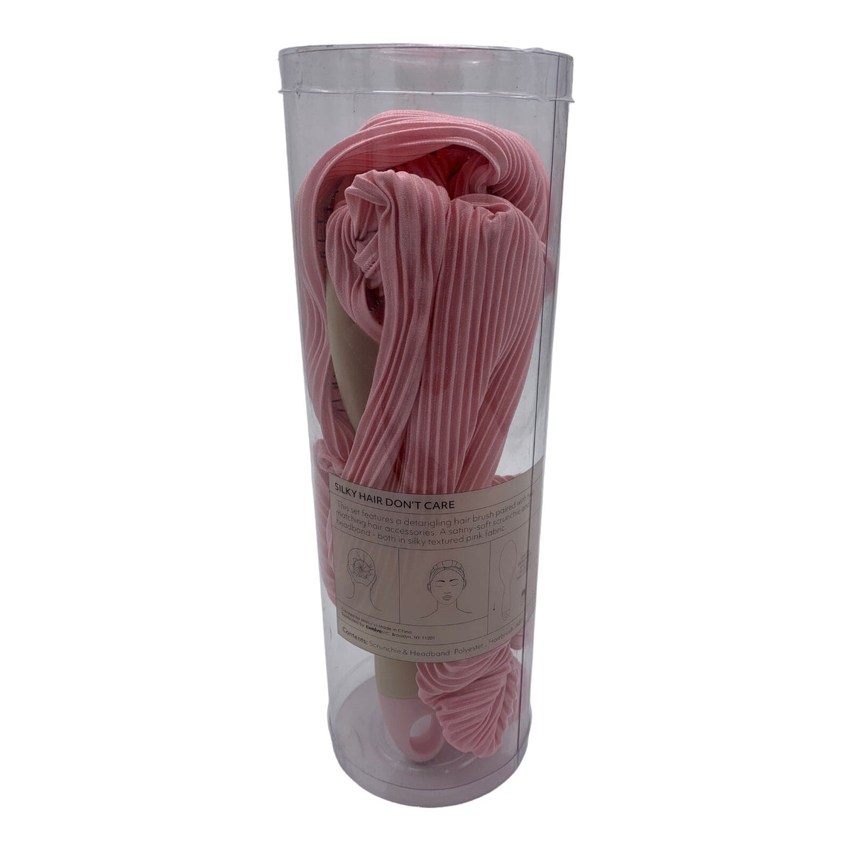 Pink Detangling Hairbrush Headband with Scrunchie - Silky Hair Don't Care