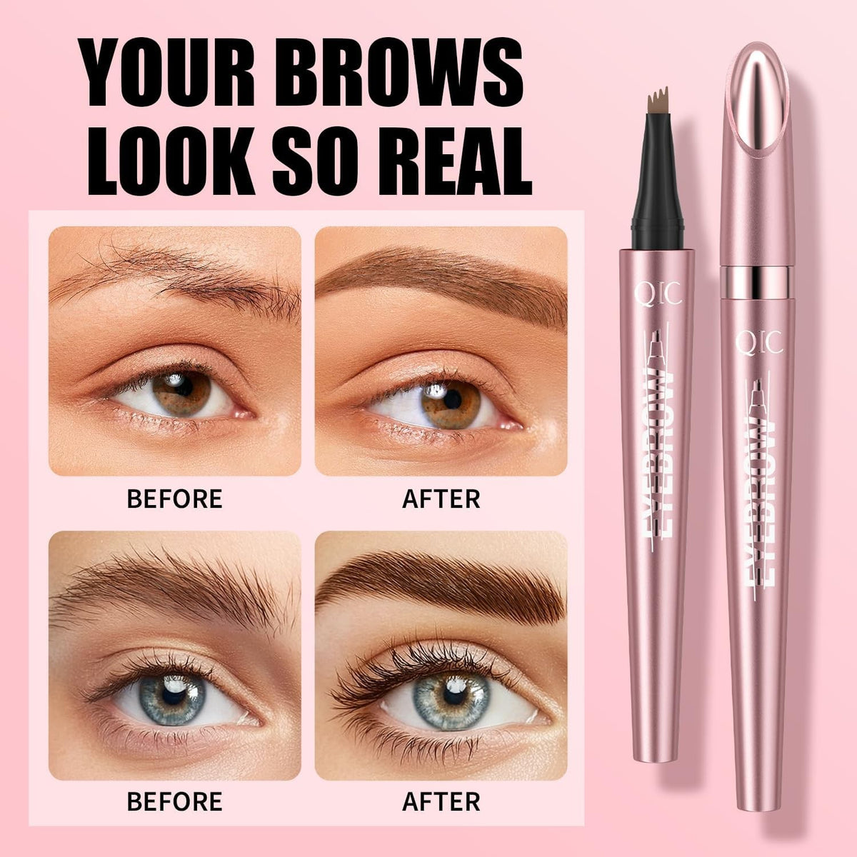 Microblading Eyebrow Pen Waterproof Hair Stroke Brow Marker - Black