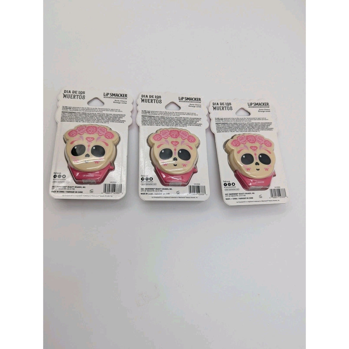 3 Pack Lip Smacker Lip Balm Set - Dia De Los Muertos Eerie Cherry 0.26oz
