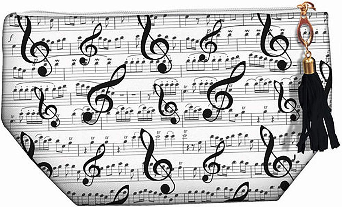 Music-Themed Cosmetic Accessory Bag with Water-Resistant Lining