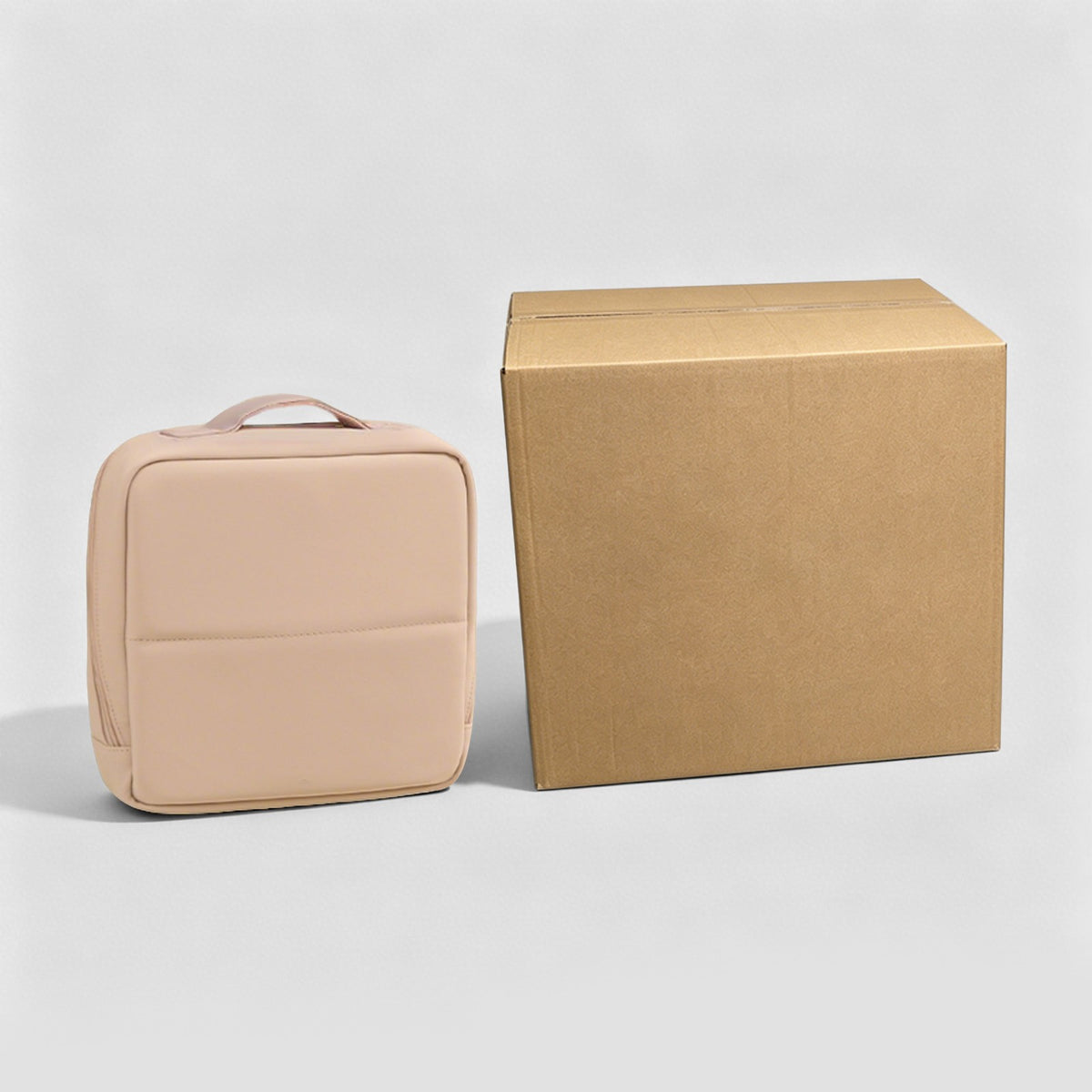Large Stand-Up PU Cosmetic Bag with Multi-Layered Interior & Handle