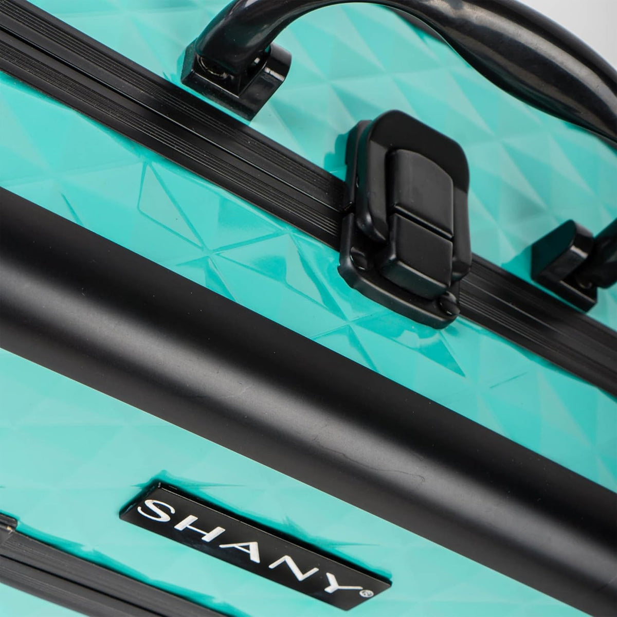 Portable Makeup Case with Mirror Turquoise Travel Cosmetic Organizer with Lock and Trays