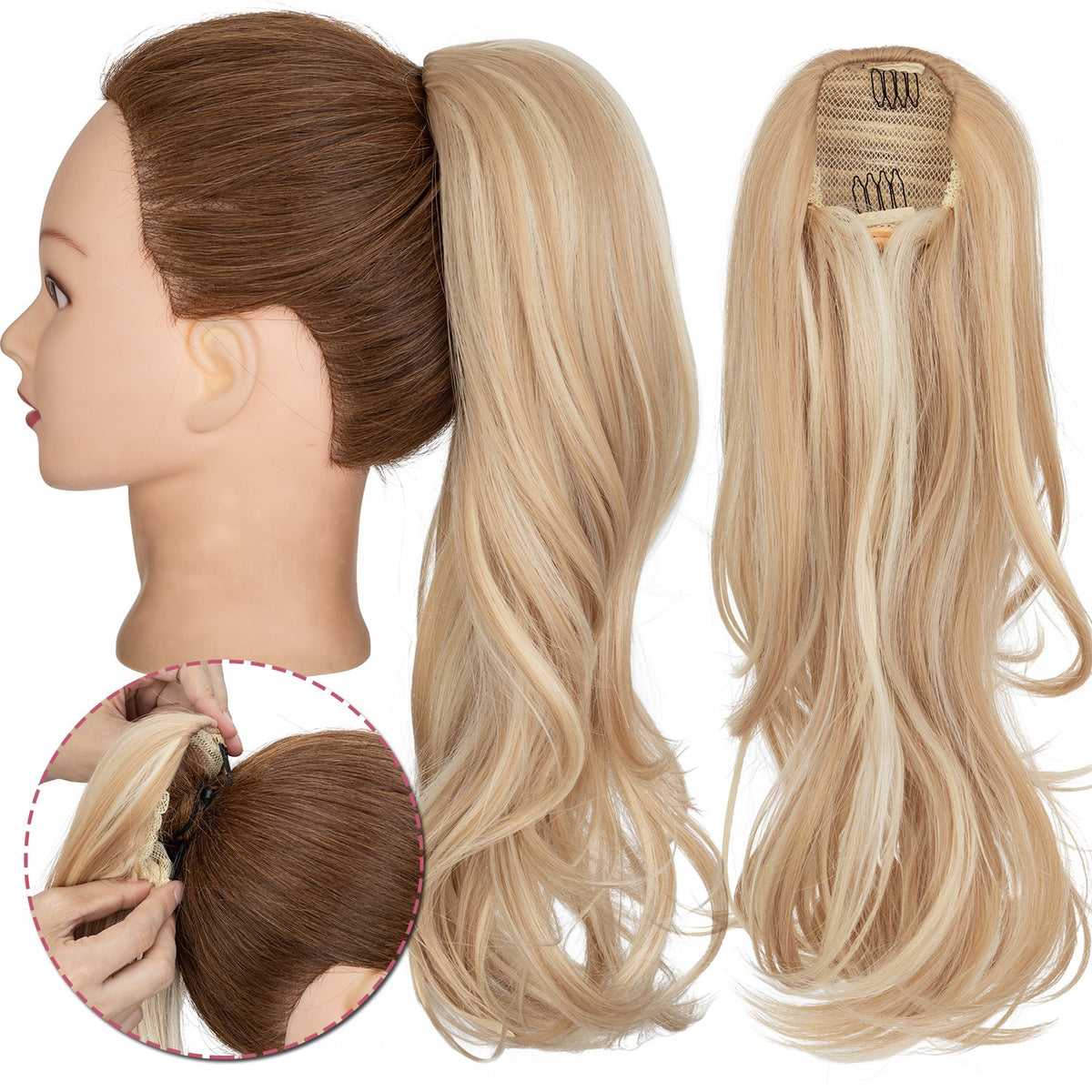 Long Drawstring Clip-In Ponytail Extensions - Natural Look Hairpiece