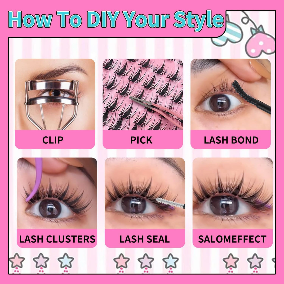 Lash Clusters Kit - 240 Natural Wispy False Eyelash Extensions, Black