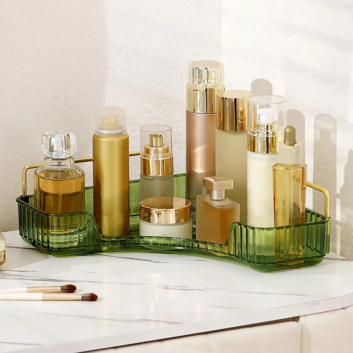 Corner Bathroom Counter Organizer for Makeup and Skincare, Multi-Layer Storage