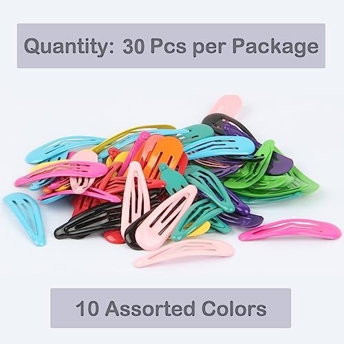 JFFX 30 Pcs Colorful Snap Hair Clips, 2 1 Count (Pack of 30),