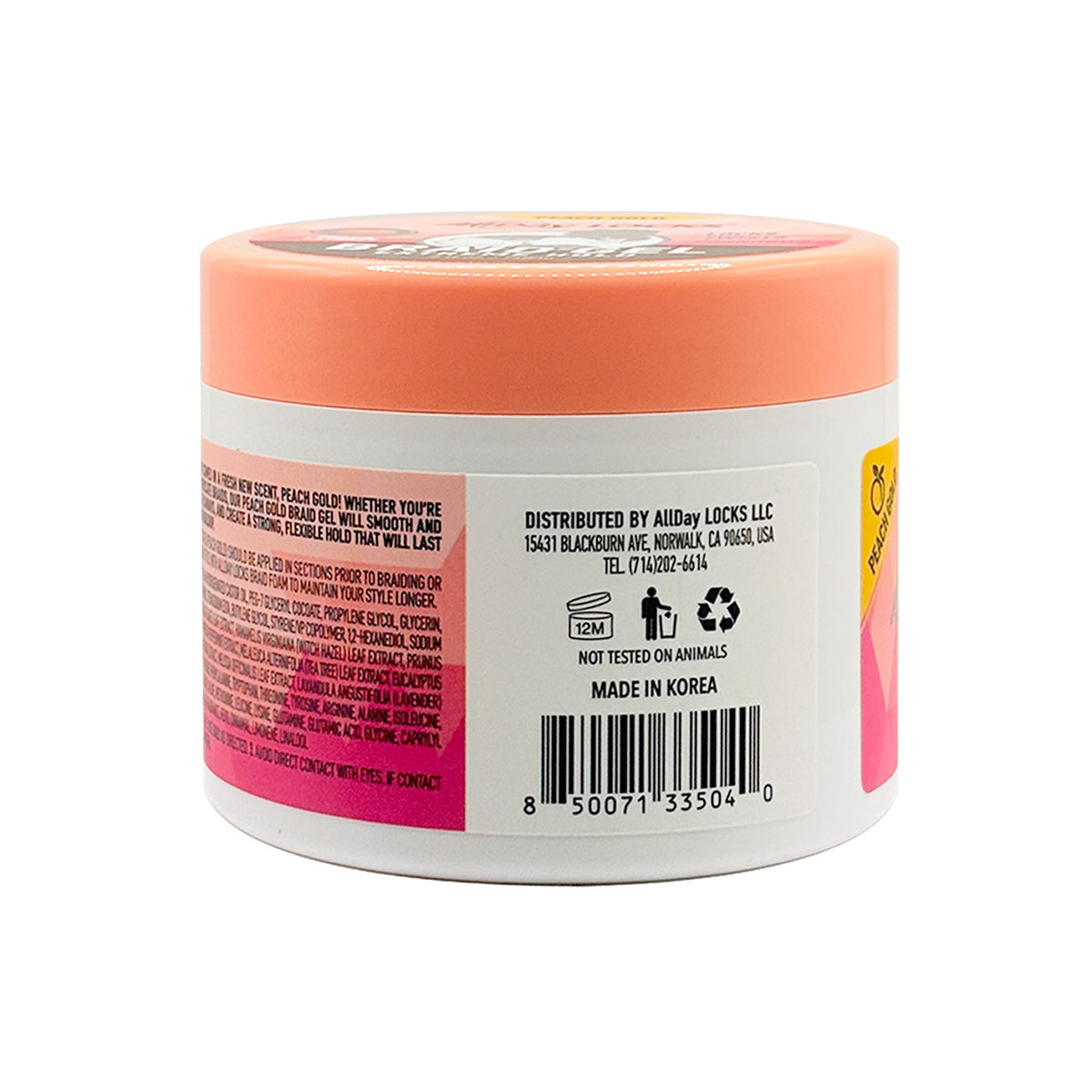 Extreme Hold Braid Gel with Peach Gold Scent - 5oz Styling Gel for Hair
