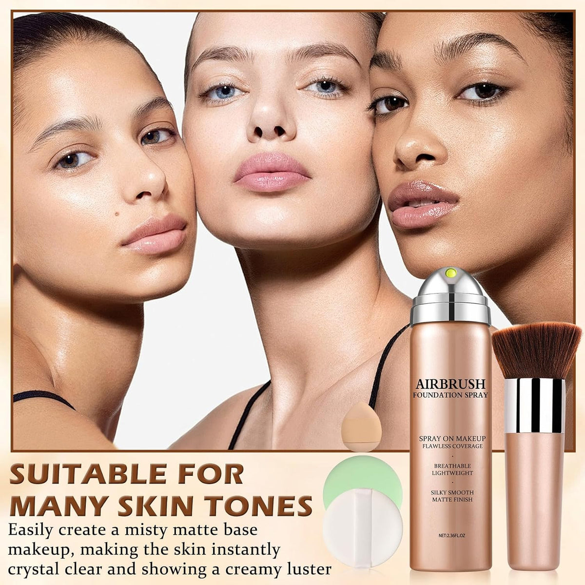 Airbrush Foundation for Mature Skin - Full Coverage, Hydrating, Long-Lasting