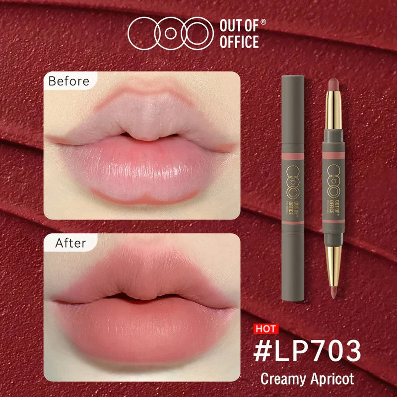 Dual-Ended Lip Liner and Lipstick Set - Creamy Apricot, Out of Office