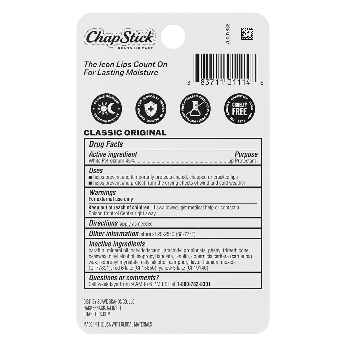 3-Pack Classic Original Lip Balm Sticks - Americana Collection