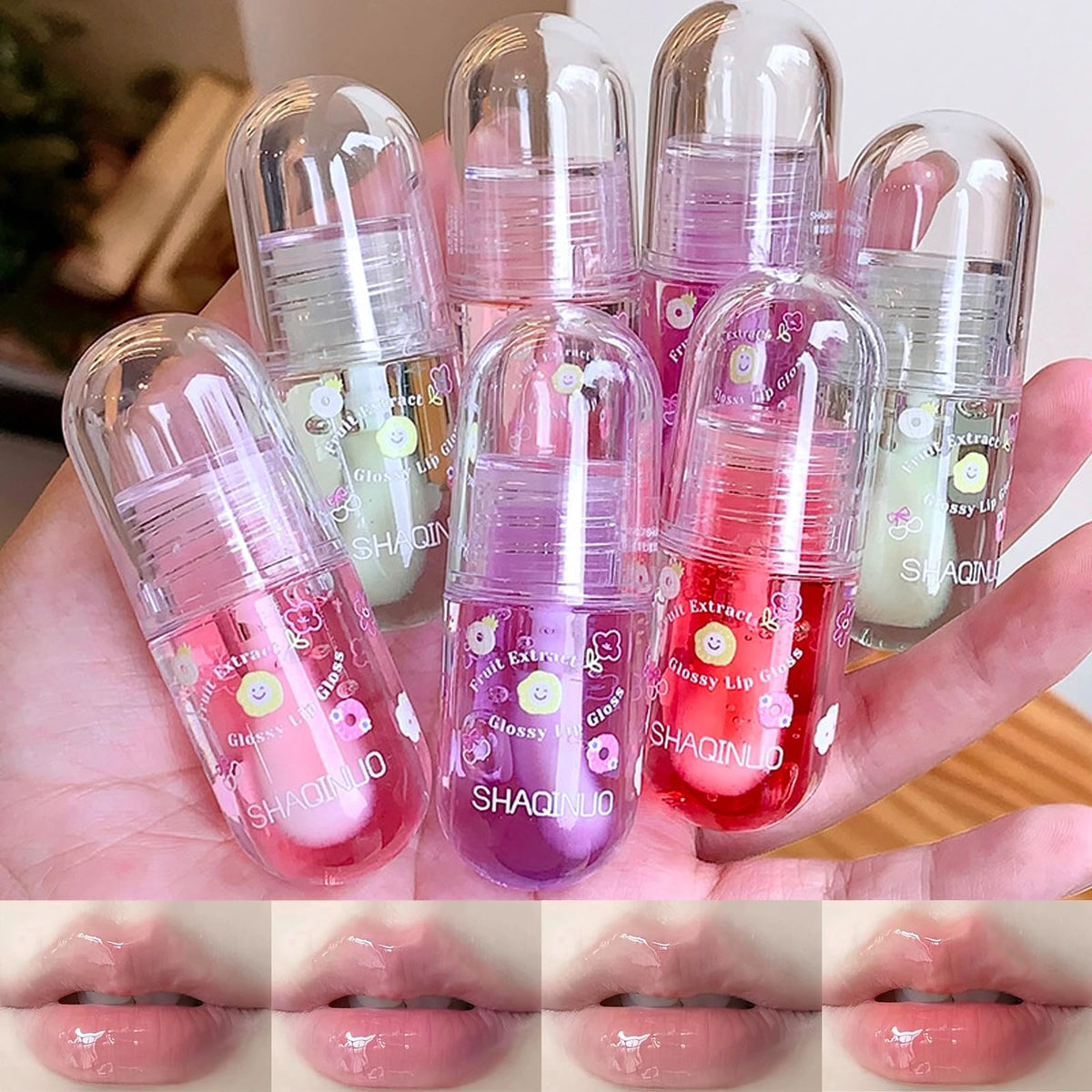 Lip Gloss Oil Set - Fruit Flavored Hydrating Lip Oil Pack of 4