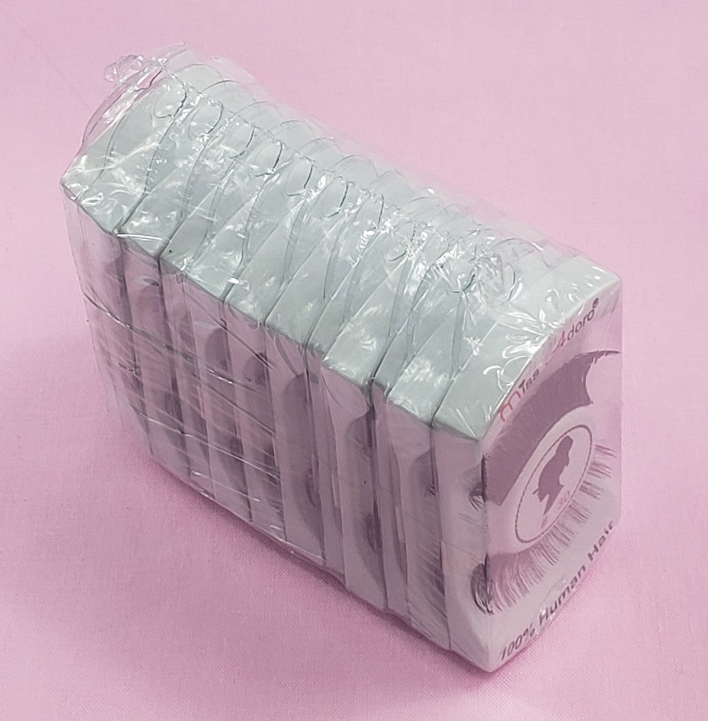 12 Pack Natural Human Hair False Eyelashes Style 30 - Light, Soft & Handmade
