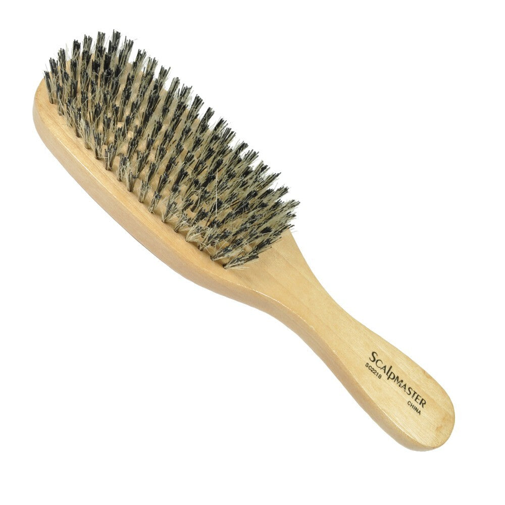 7 Row Hair Wave Brush with Nylon Reinforced Boar Bristles - 9 Inch Natural Wood Handle