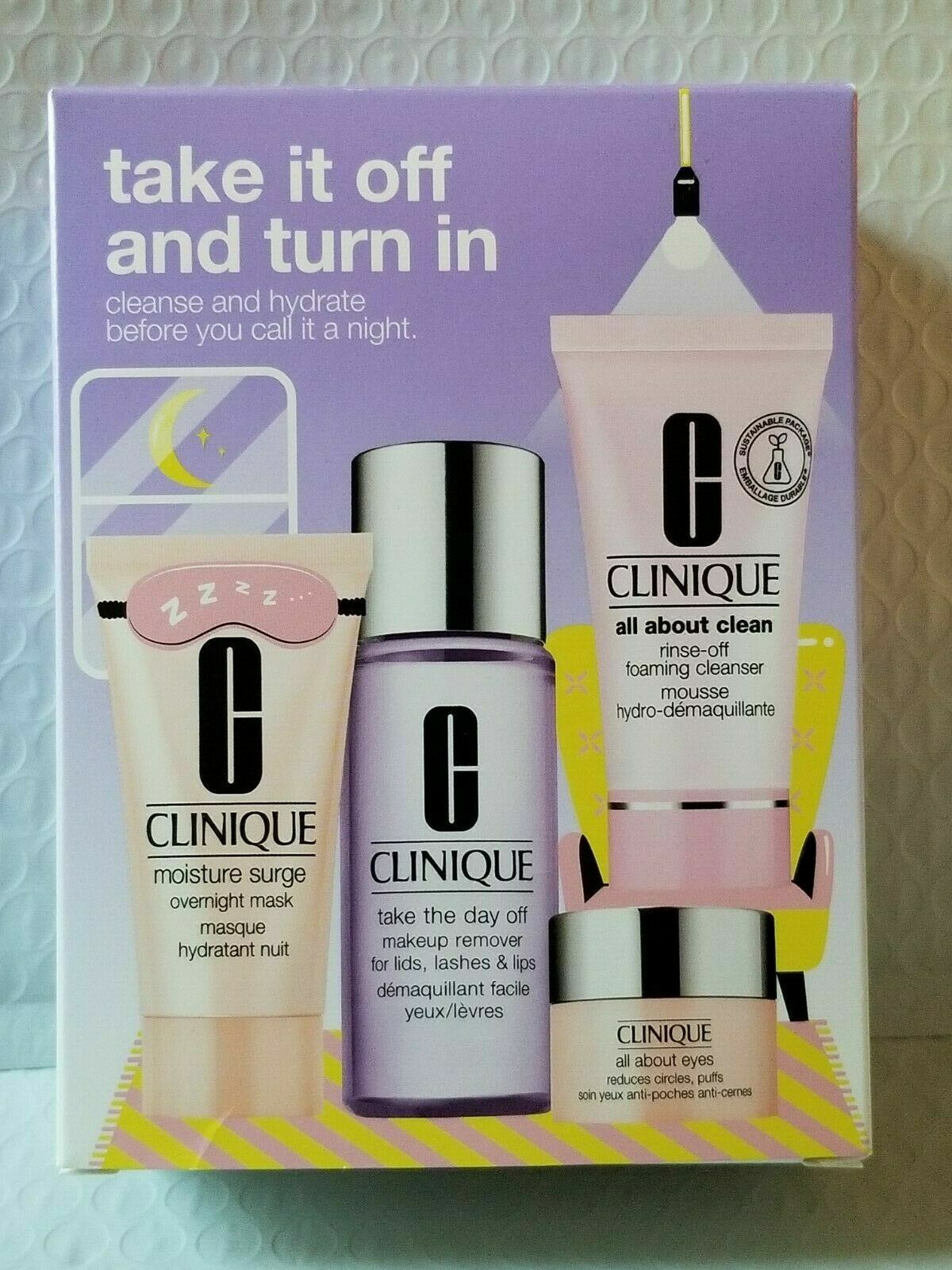 Clinique Skincare Gift Set - Makeup Remover, Cleanser, Eye Cream & Overnight Mask