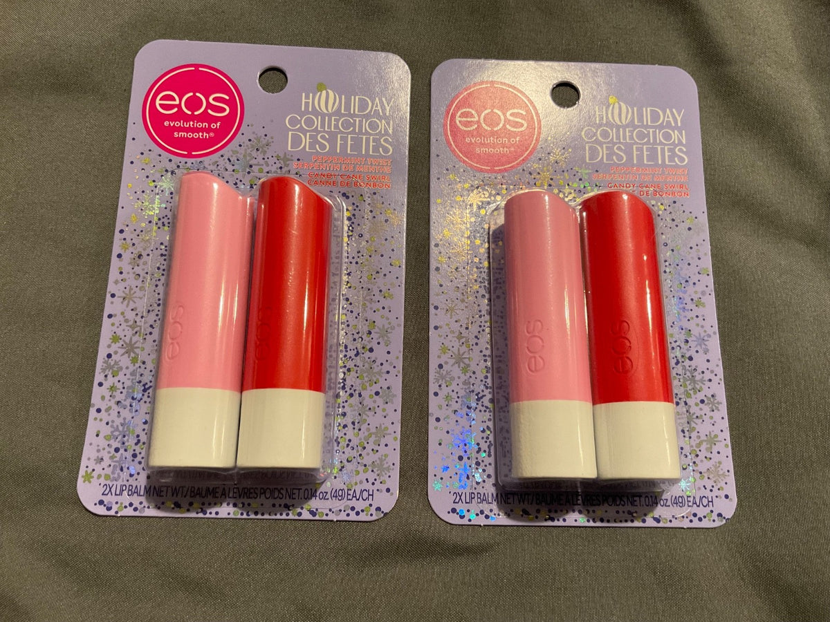 2-Pack Holiday Lip Balm Set - Peppermint Twist & Candy Cane Swirl, 0.14 Oz Tubes