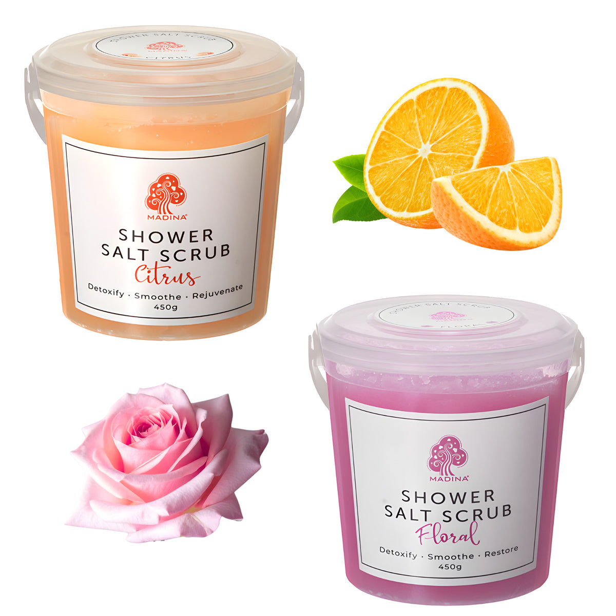 Salt Shower Scrub | Aloe Vera Citrus Floral Body Hand Madina