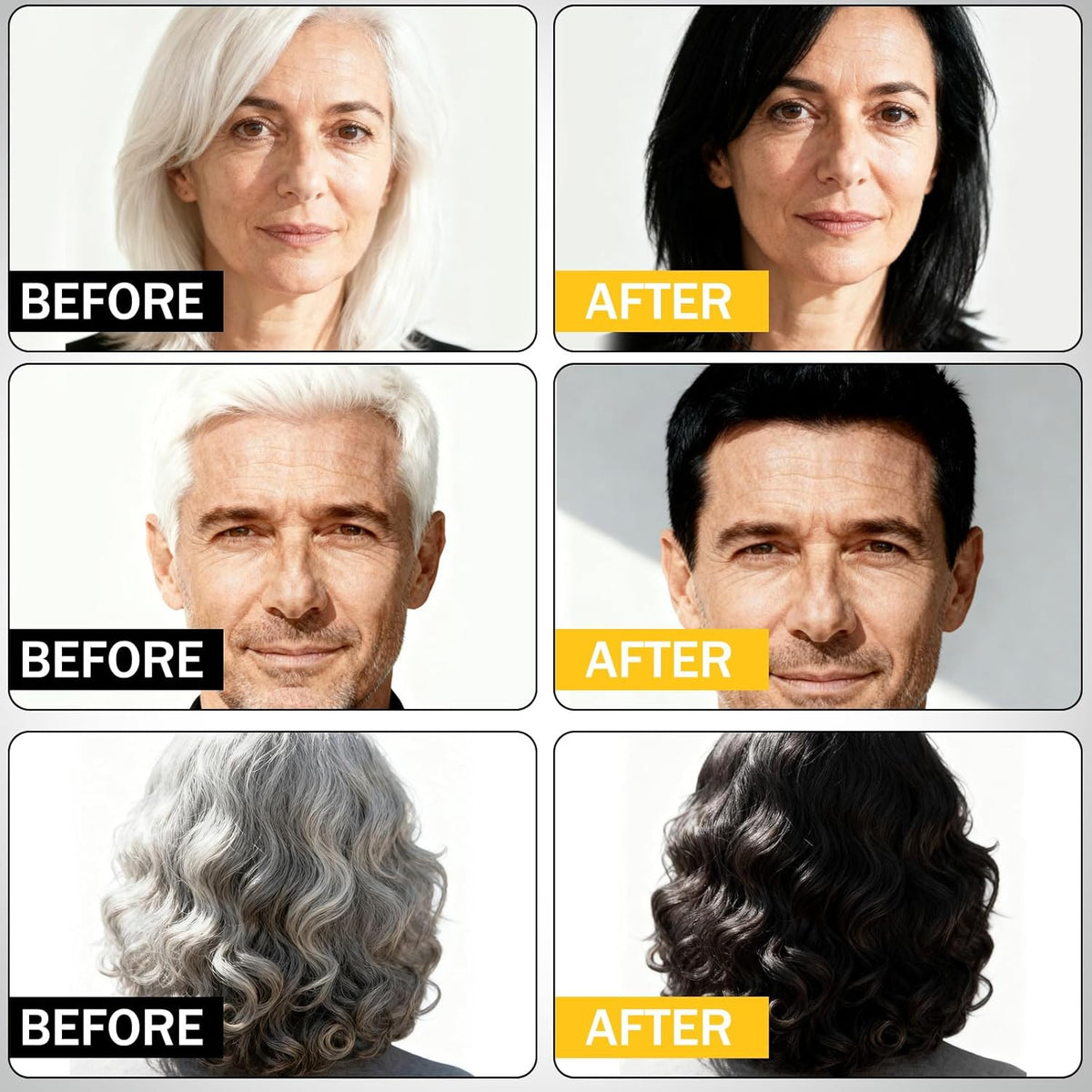 Black Hair Dye Shampoo 3-in-1 for Gray Hair