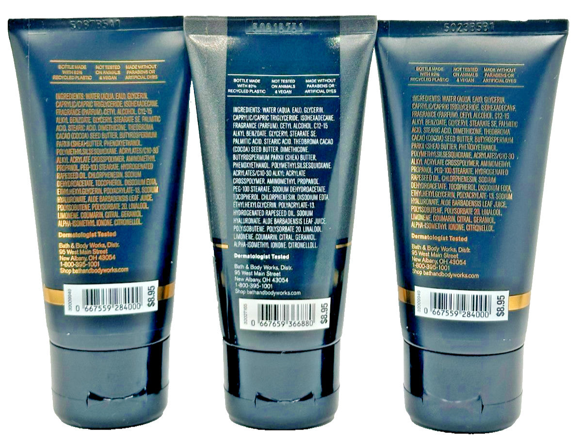 NEW Bath & Body Works Lot 3 Tubes Men's Noir Travel Cream 2.5 oz
