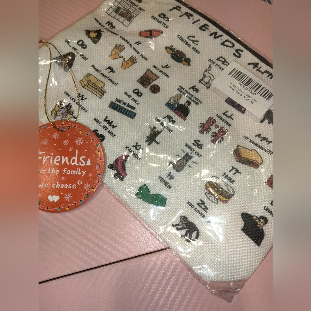 Friends Alphabet Makeup Pouch & Ceramic Ornament Gift Bundle