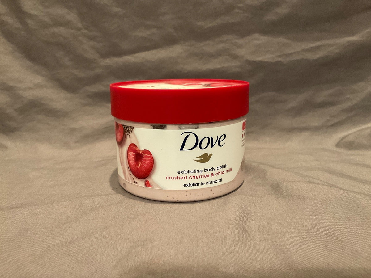 1 Dove Exfoliating Body Polish Crushed Cherries & Chia Milk 10.5 Oz