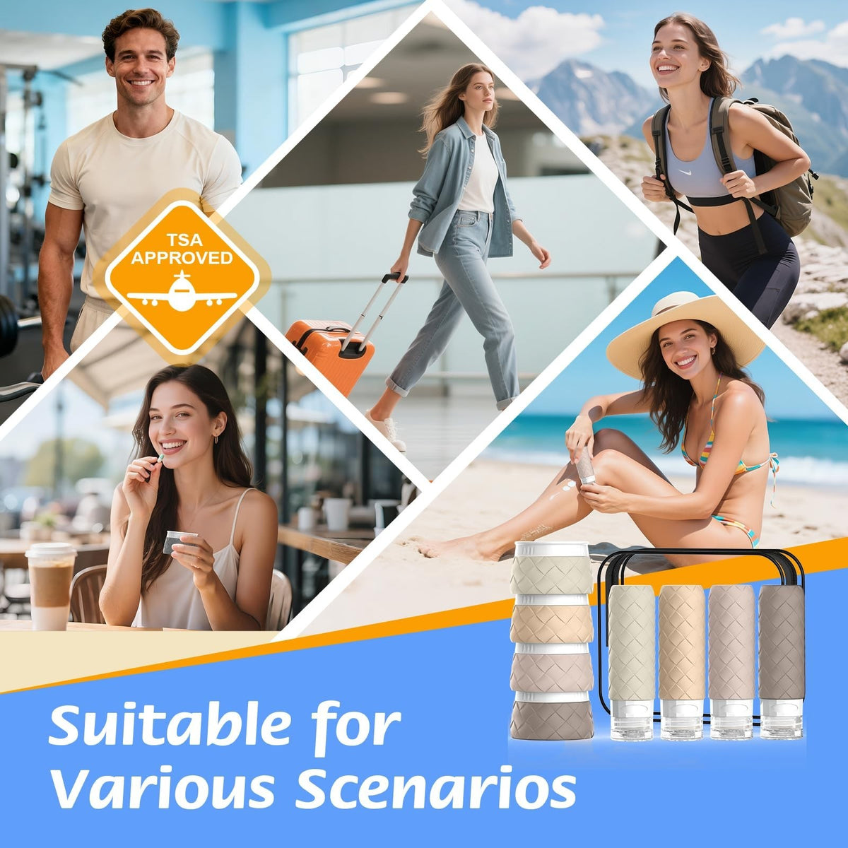 16 Pack TSA Approved Travel Toiletry Bottles Set - Leakproof Refillable Containers