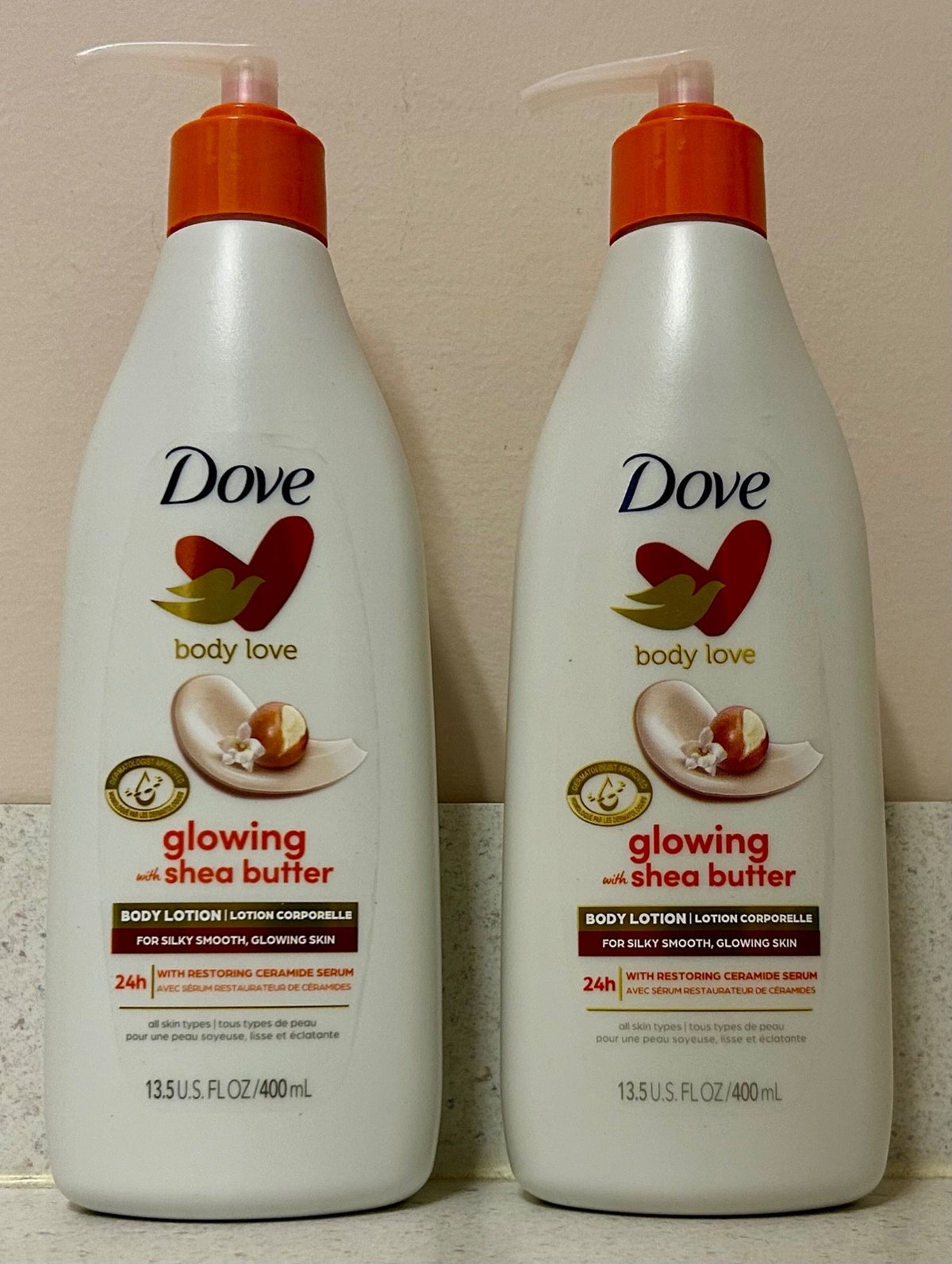 Dove Body Love Glowing Lotion with Shea Butter, 13.5 Fl Oz - 2 Pack