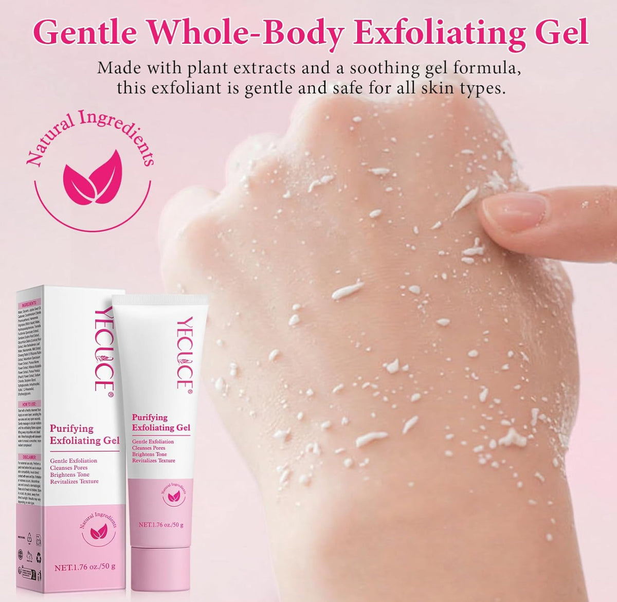 Gentle Exfoliating Gel for Face & Body - Deep Cleansing & Moisturizing, 2 Pack