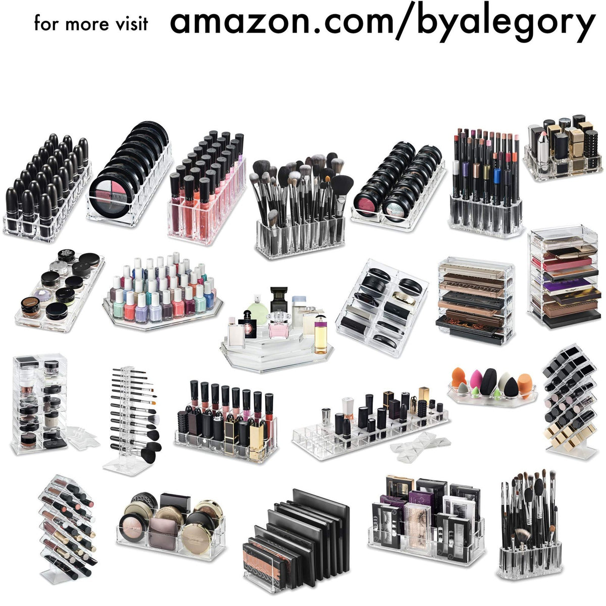 Acrylic Makeup Brush Organizer - 24 Slot Cosmetic Storage for Beauty Tools