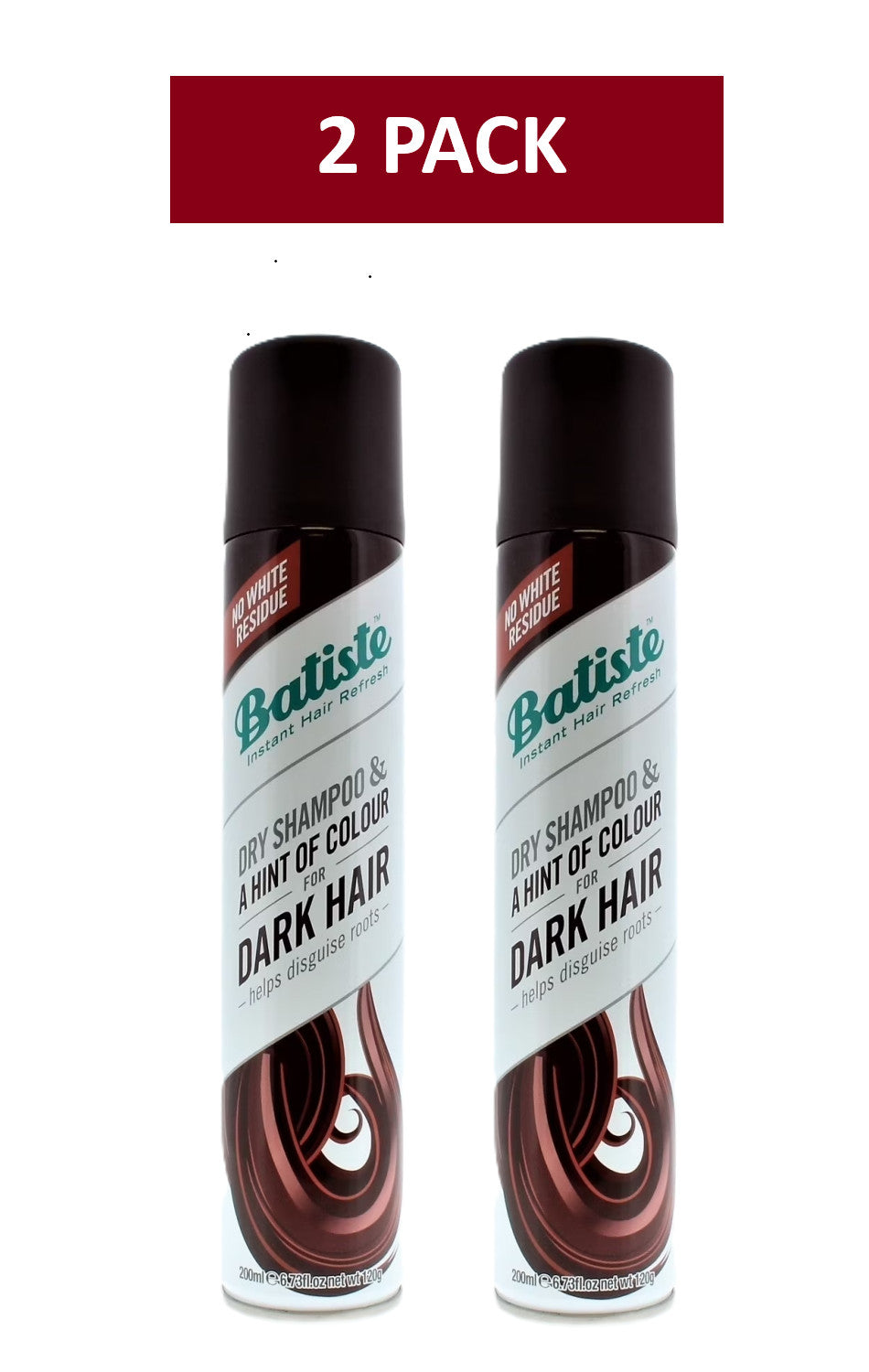 Dry Shampoo for Dark Hair with Hint of Color - Instant Refresh & Volume 6.73oz x 2 Pack