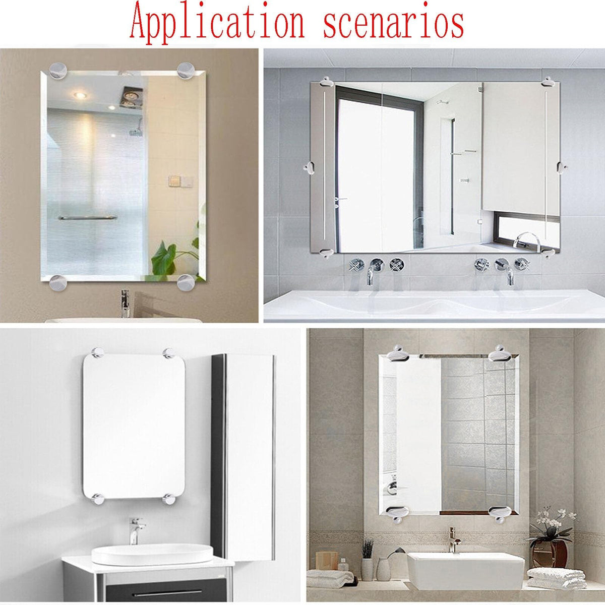 Zinc Alloy Wall-Mounted Mirror Clips Set - Round Glass Support Brackets for Bathroom and Home