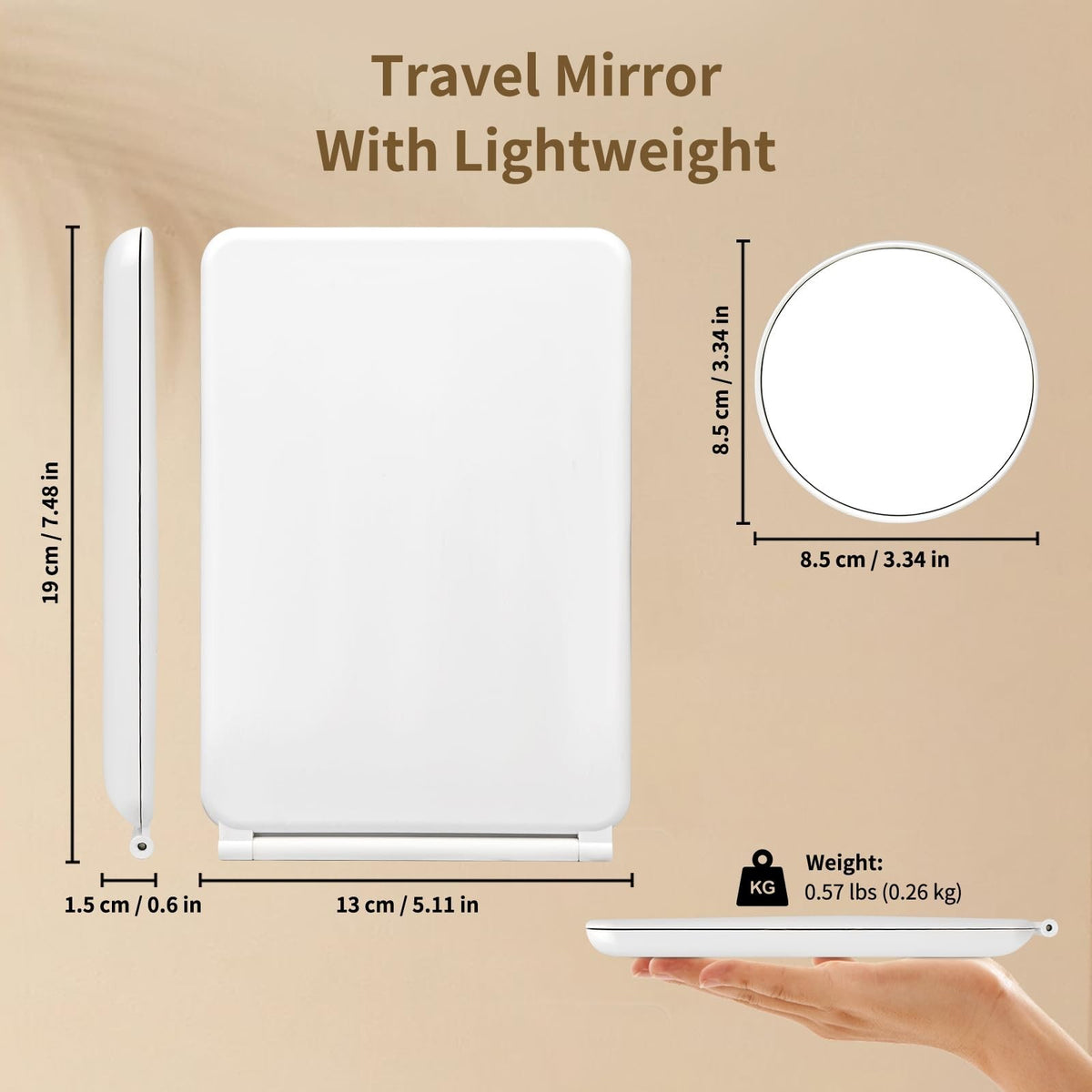 Dimmable LED Lighted Makeup Mirror with Touch Control and 10x Magnifier