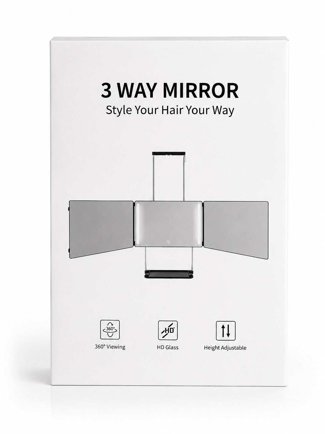 3-Way LED Vanity Makeup Mirror with Touch Control & Dimmable Lighting